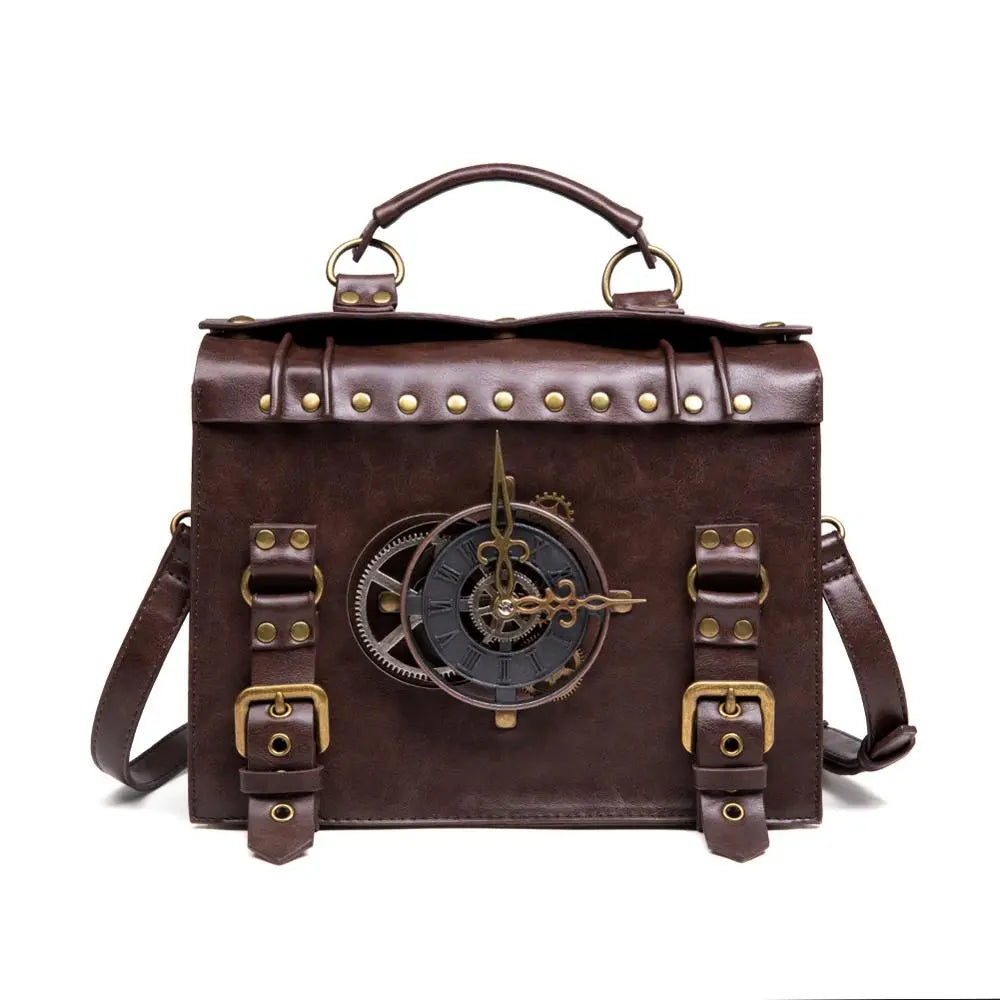 Norbinus Steampunk Single Shoulder Bags Vintage Women Handbags Gothic Messenger Crossbody Bag Ladies Rivet Top-Handle Bags Pack