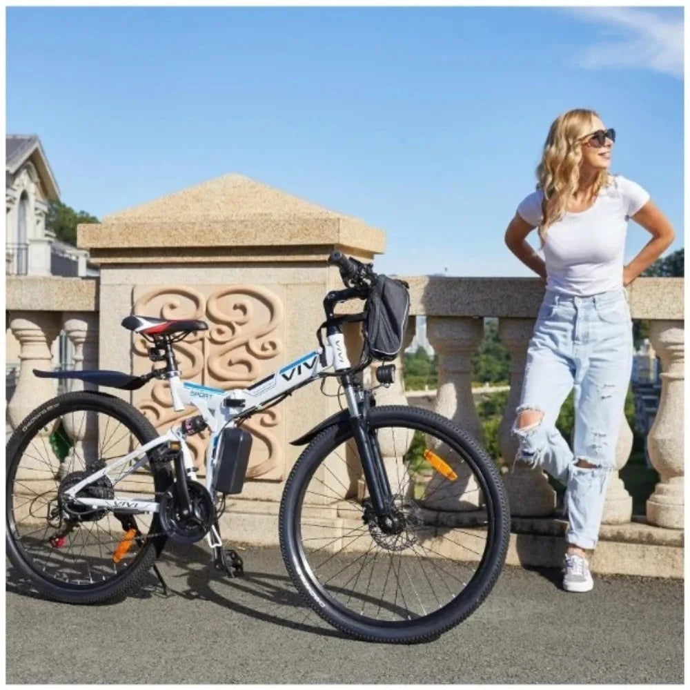 26" Electric Bike for Adults, Folding Electric Mountain Bike with 500W Motor, 48V Removable Lithium-Ion Battery, 21 Speed