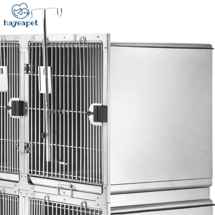 Veterinary Recovery Cage Clinic Veterinary Heavy Duty Stainless Steel Vet Dog Cage Kennel With Wheels