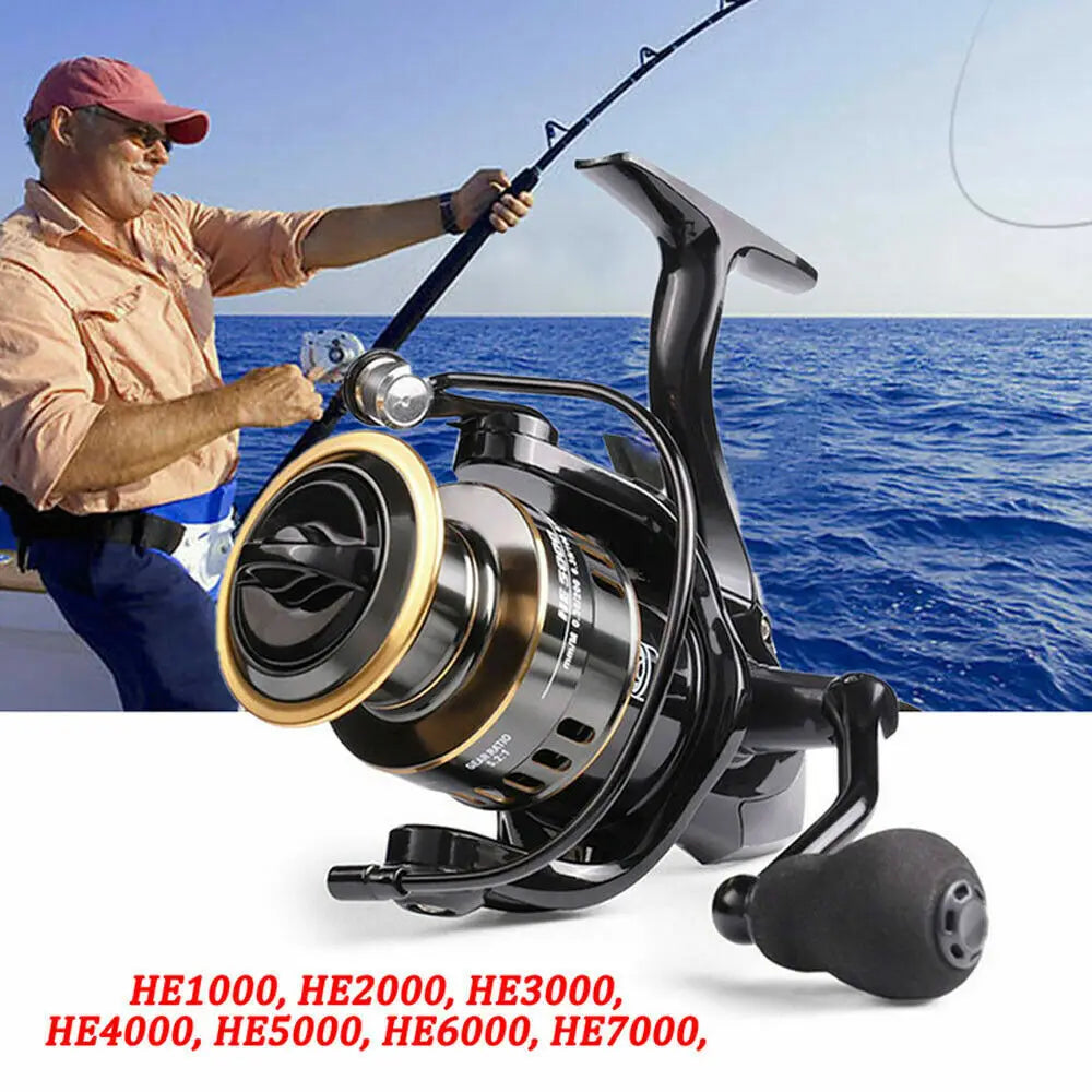 Fishing Reel HE1000-7000 10Kg Max Drag Power High Speed Metal Spool Spinning Reel