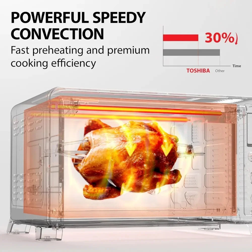 Toshiba Speedy Convection Toaster Oven Countertop with Double Infrared Heating, 10-in-1 with Toast, Pizza, Rotisserie