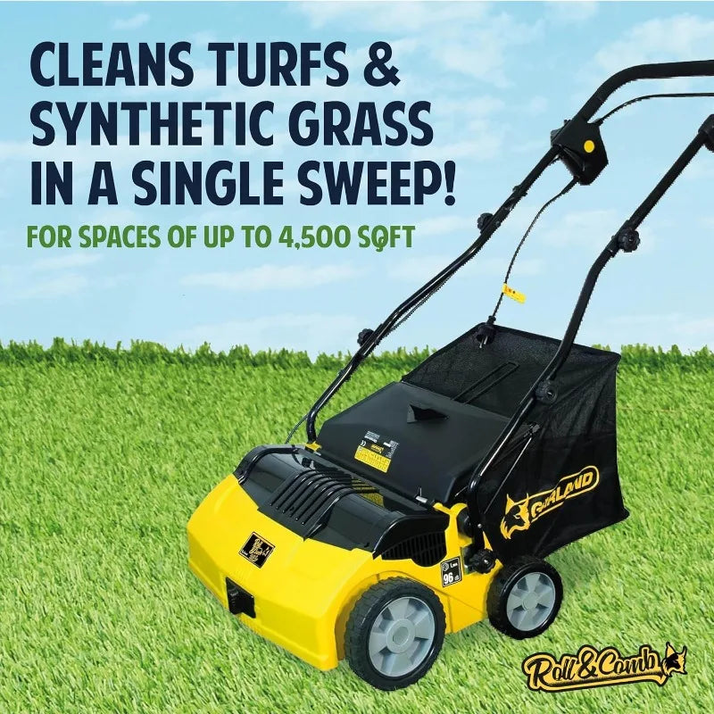 Artificial Turf Cleaner by Roll & Comb, Electric Power Broom for Outside Use, Corded Electric Comber and Sweeper