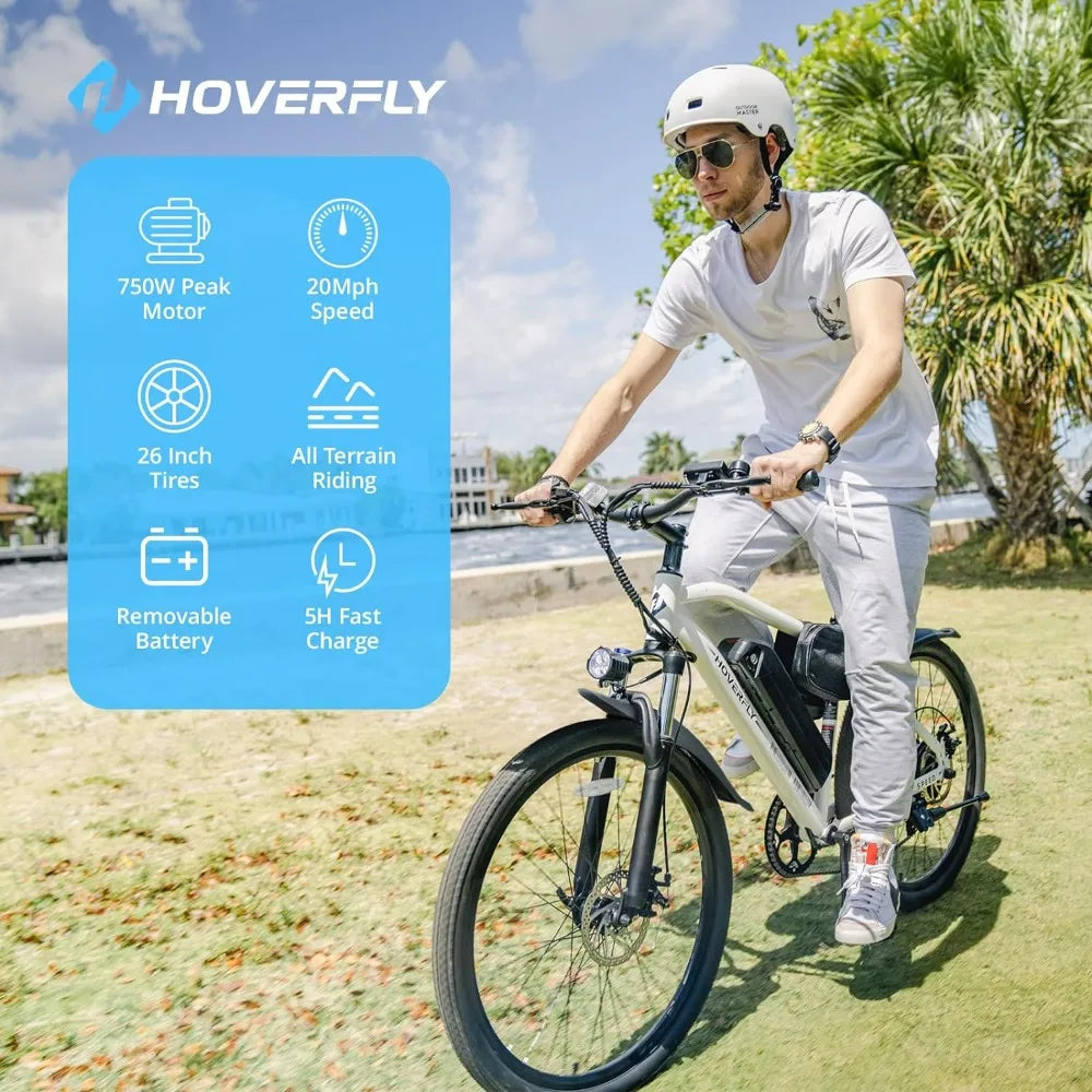 OUREA Electric Bike 26", 750W Peak Motor Mountain Ebike, Up to 40 Miles 20MPH Removable Battery