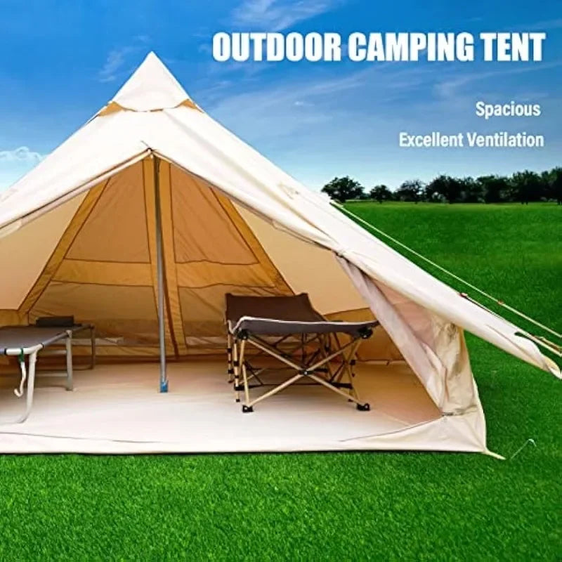 Outdoor Camping Tent Oxford Bell Tent Safari Tents Yurt Tent for Family with Cool Ventilation Mosquito Net Doors