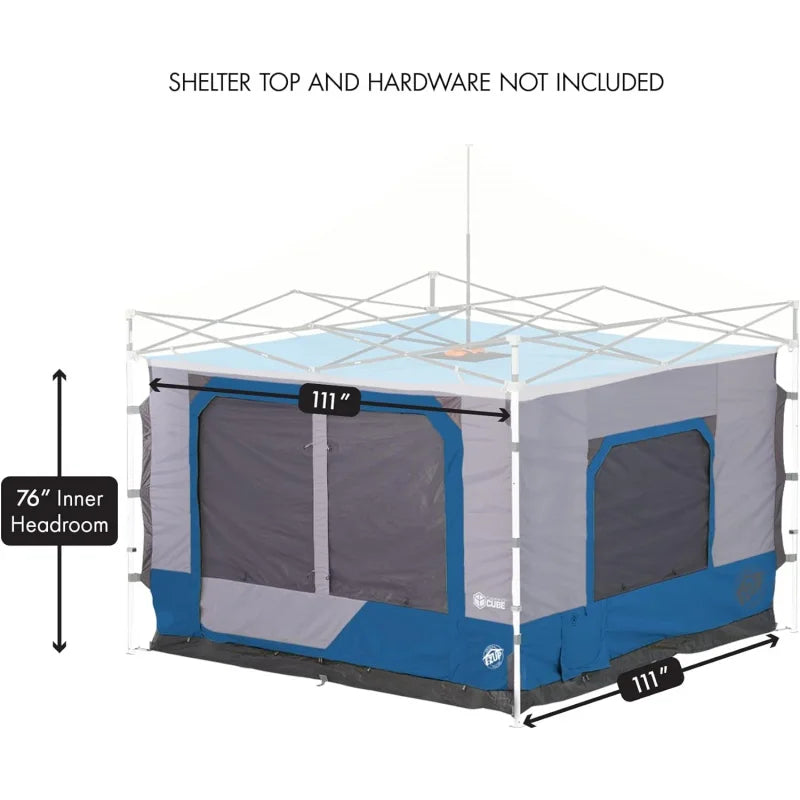 E-Z UP Camping Cube 6.4, Converts 10' Straight Leg Canopy into Camping Tent, Royal Blue (Canopy/Shelter NOT Included)