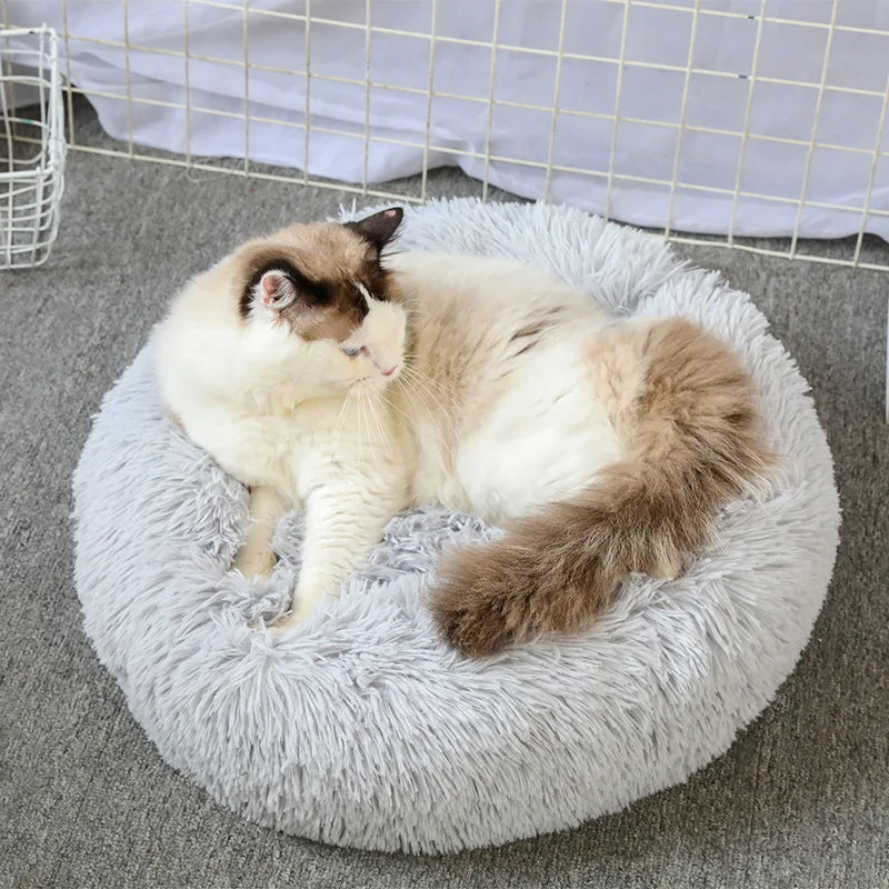 40-90cm Round Pet Bed for Large Dog Bed Super Soft Cat Bed Long Plush Dog House for Medium Dog House Winter Warm Sleeping