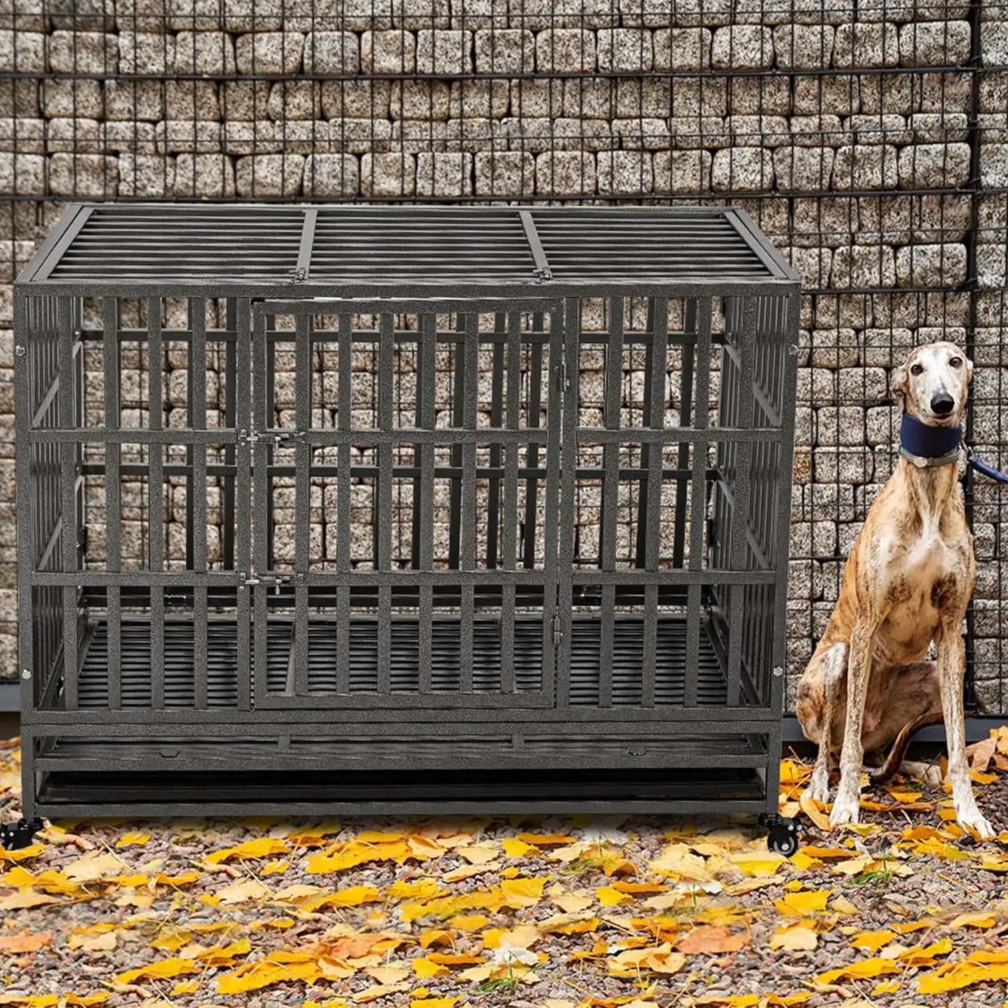 Double Door, and Removable Tray - Escape-Proof Kennel for Large Dogs with High Anxiety - Extra Large XL XXL Size