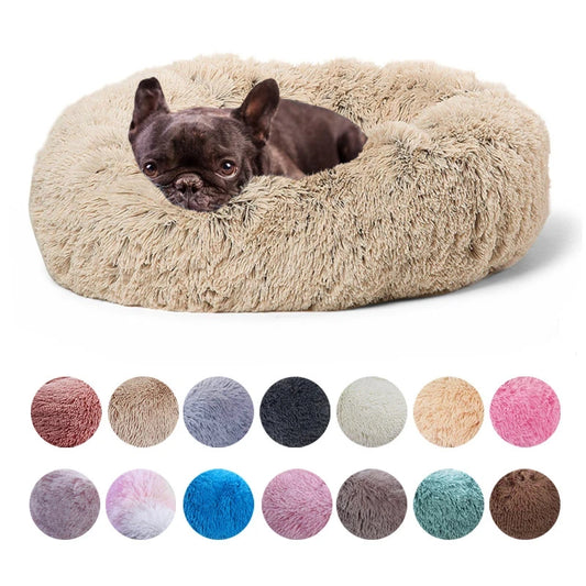 40-90cm Round Pet Bed for Large Dog Bed Super Soft Cat Bed Long Plush Dog House for Medium Dog House Winter Warm Sleeping