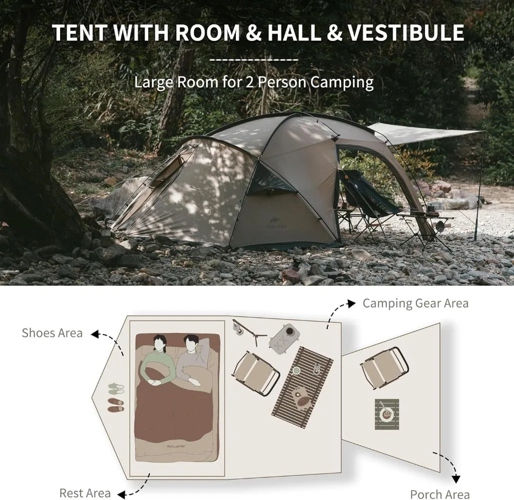 Massif Hot Tent with Stove Jack 4 Season Tent 2-4 Person Camping Tent UPF50+ Waterproof Windproof Winter with Room