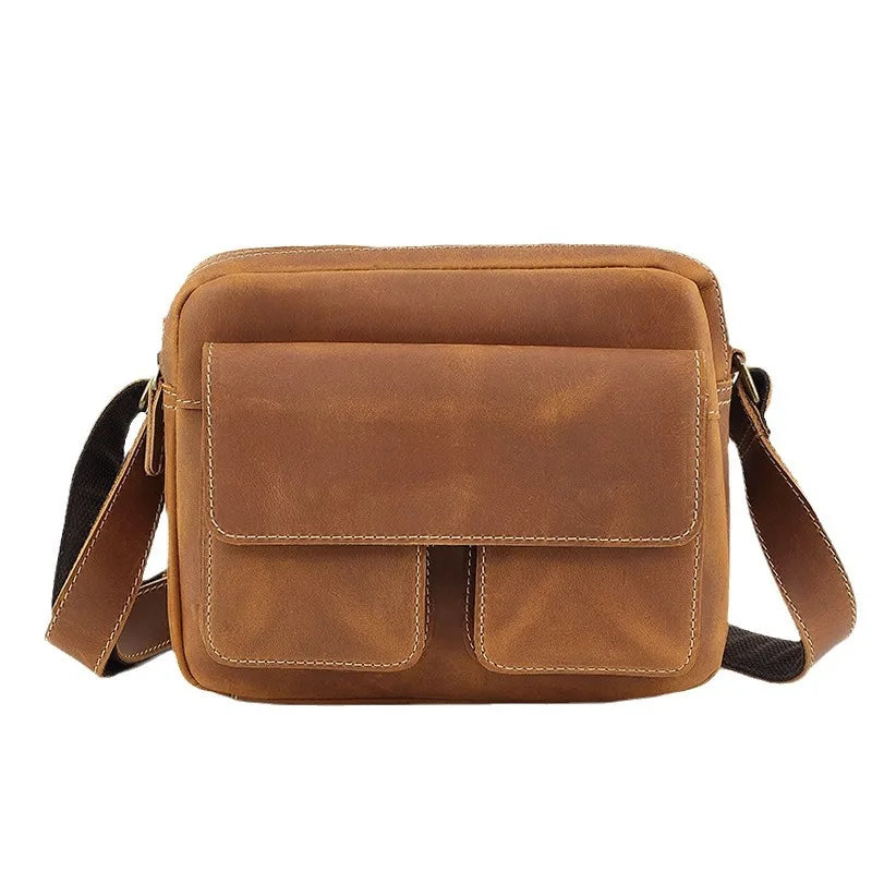 Shoulder Bag for Men Leather Vintage Crossbody Messenger Bag Business Office  Hand Bag  Sling Tote Bag  Transverse for Male