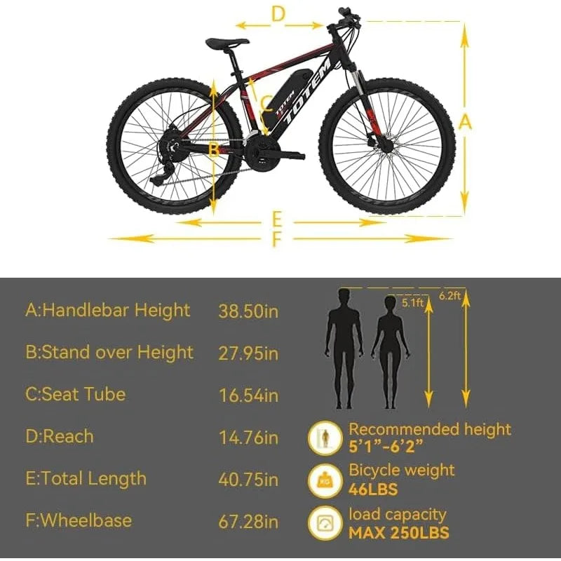 Electric Bike for Adults 26”, Mountain Ebike 350W Motor, 20MPH Victor 2.0 with 36V 10.4Ah Removable Battery