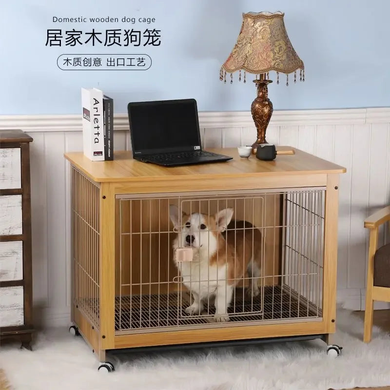 Plus-Sized Space Dog Villa Small and Medium-Sized Cat Dog House Steel Wooden Kennel Bold Iron Cage Fence