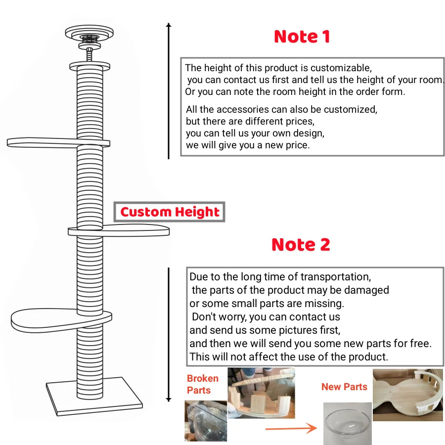 Adjustable Cat Tree House Cat Tower Floor to Ceiling Cats Multi-Level Condo With Scratching Post Hammock Pet Cat Activity Center