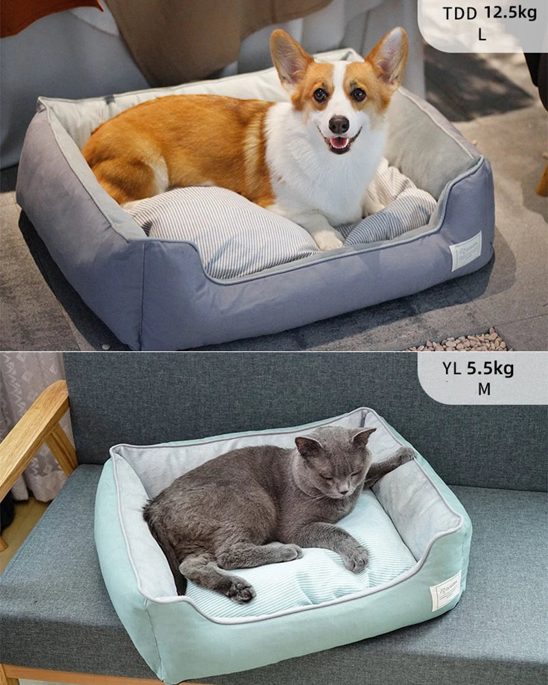 Square Soft Dog Beds for Small Medium Dogs Sleeping Pet Kennel Cat Cushion Winter Warm Dog Bed Cushion Removable Dog Sofa Beds