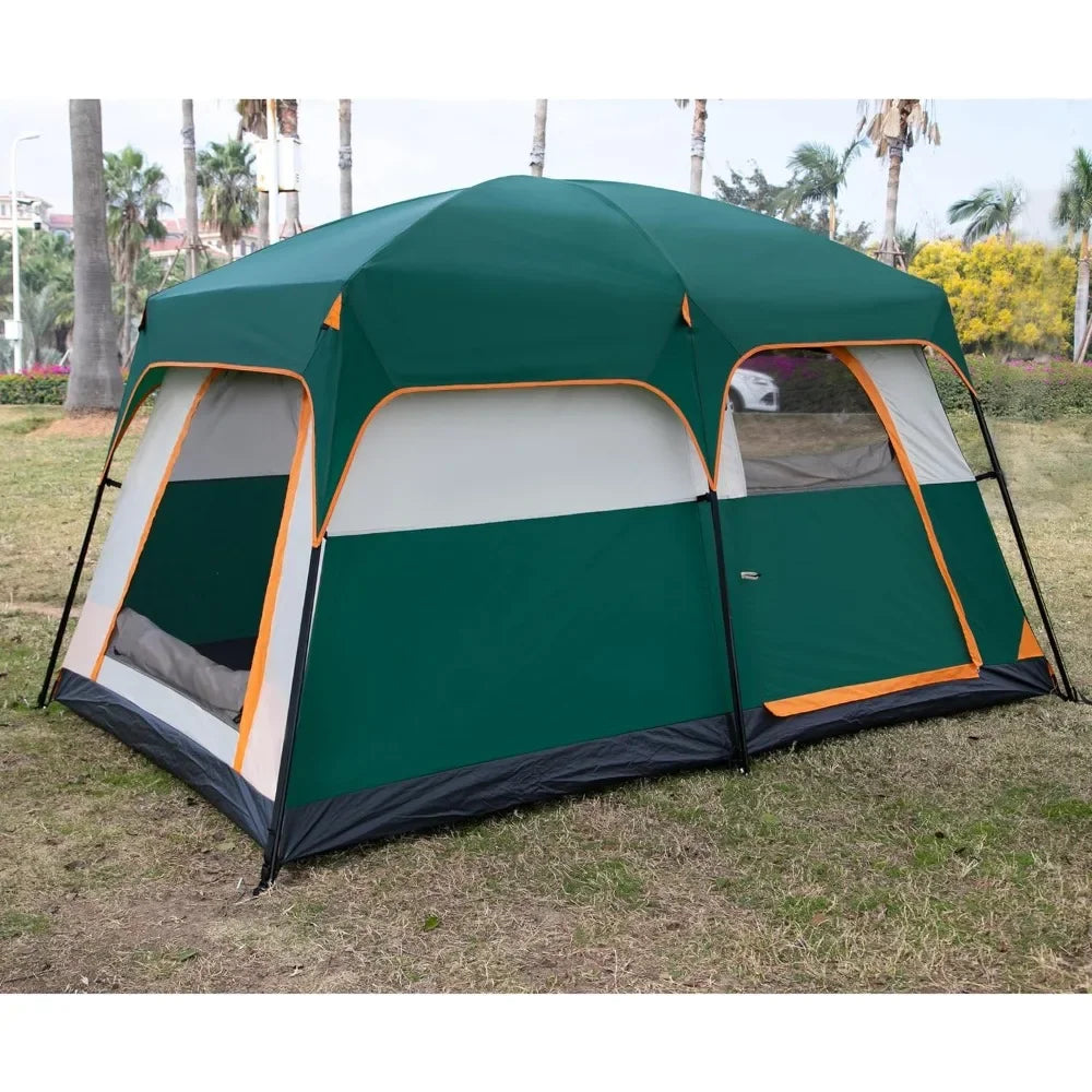 Large Tent 6 Person,Family Cabin Tents,Straight Wall,3 Doors and 3 Windows with Mesh,Waterproof,Big Tent for Outdoor Tents