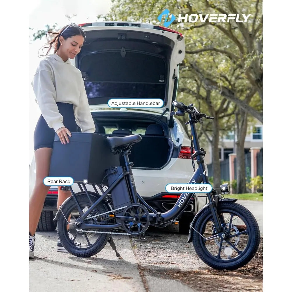 16" Folding Electric Bike, 25 Miles (Pedal-Assist) by 280.8Wh Battery, Max Speed 15.5Mph Power by Peak 500W