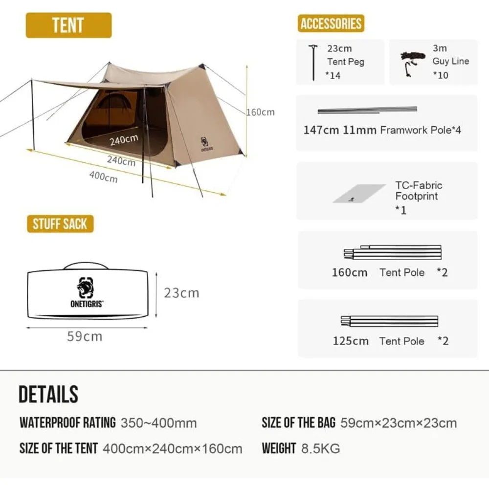 Solo Homestead TC Canvas Hot Tent with Stove Jack, Fire-Retardant Wind-Proof Durable,