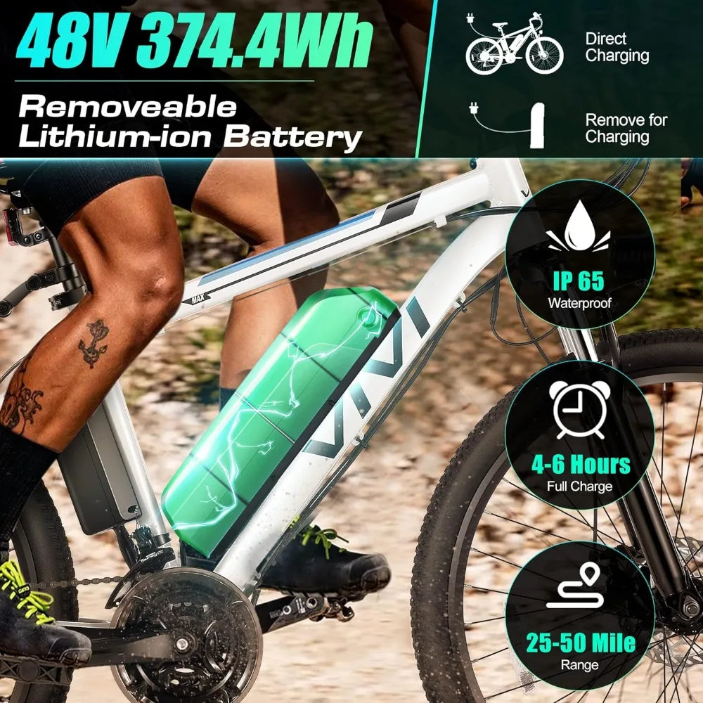 Electric Bike for Adults 26 Inch 500W Ebike for Adults Removable 48V Battery, Electric Mountain Bike 21 Speed Gears, 50 Miles