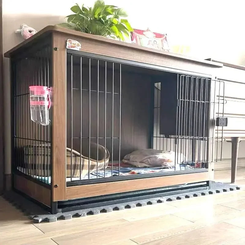 Plus-Sized Space Dog Villa Small and Medium-Sized Cat Dog House Steel Wooden Kennel Bold Iron Cage Fence