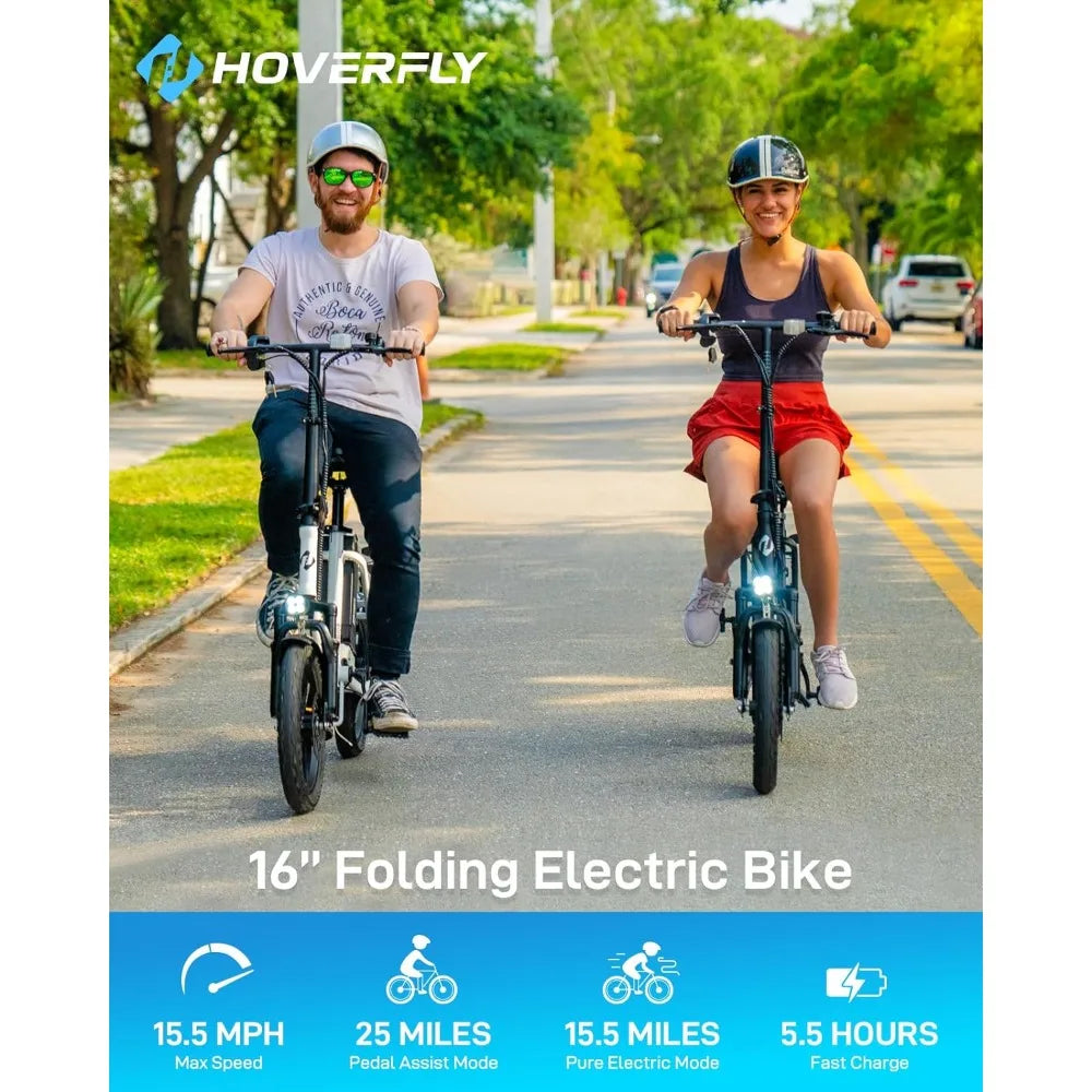 16" Folding Electric Bike, 25 Miles (Pedal-Assist) by 280.8Wh Battery, Max Speed 15.5Mph Power by Peak 500W