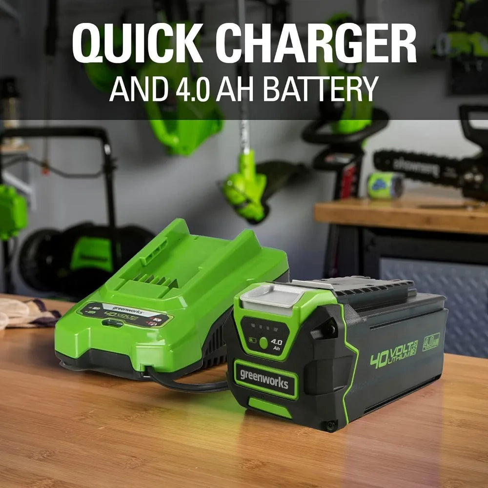 40V 16" Cordless Electric Lawn Mower + 40V Sweeper (150 MPH) 4.0Ah Battery and Charger Included Ideal for cleaning hard surfaces