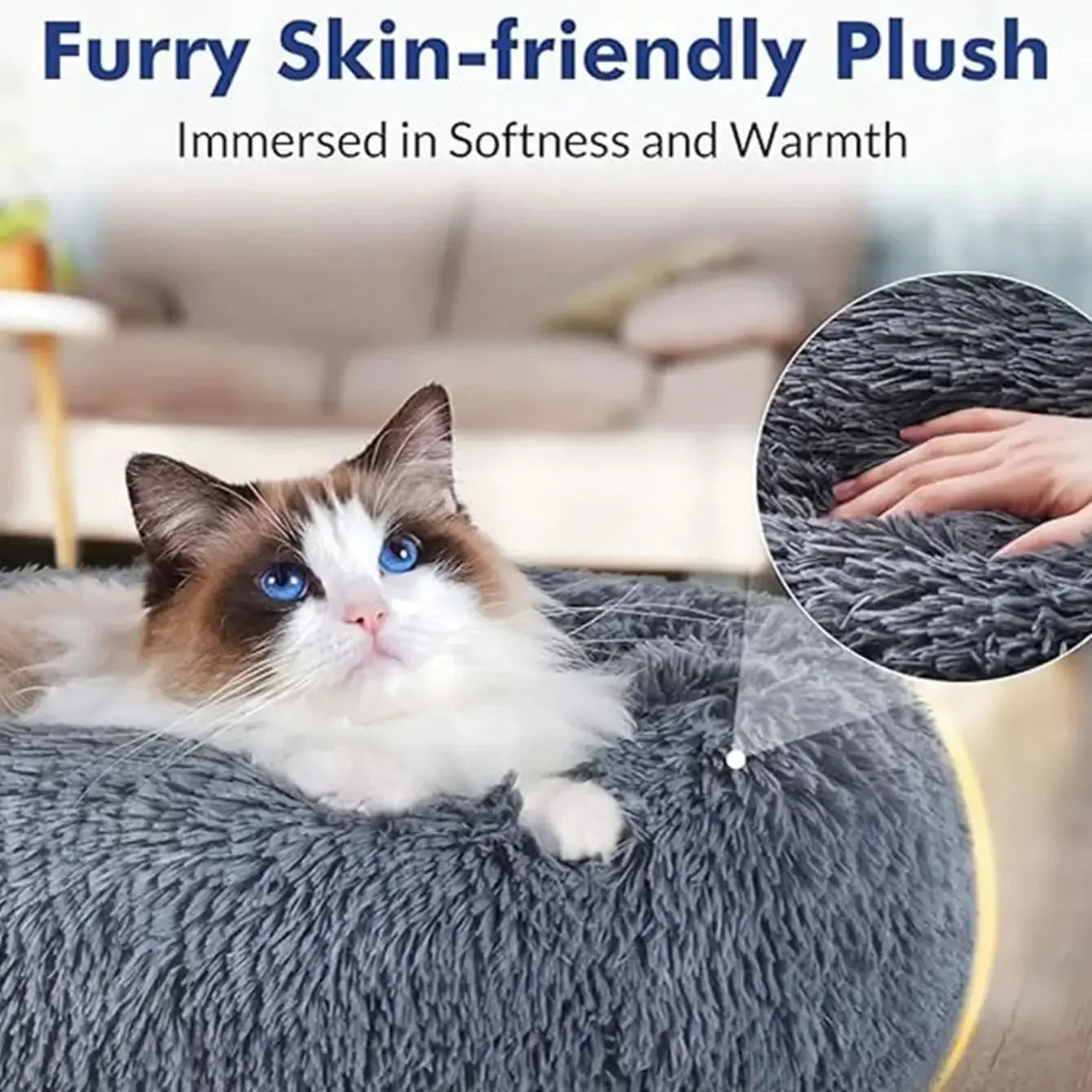 Round Pet Dog Bed House Comfortable Donut Plush Beds for Small Medium Dog Warm Sleeping Cat Nest Washable Cat Bed