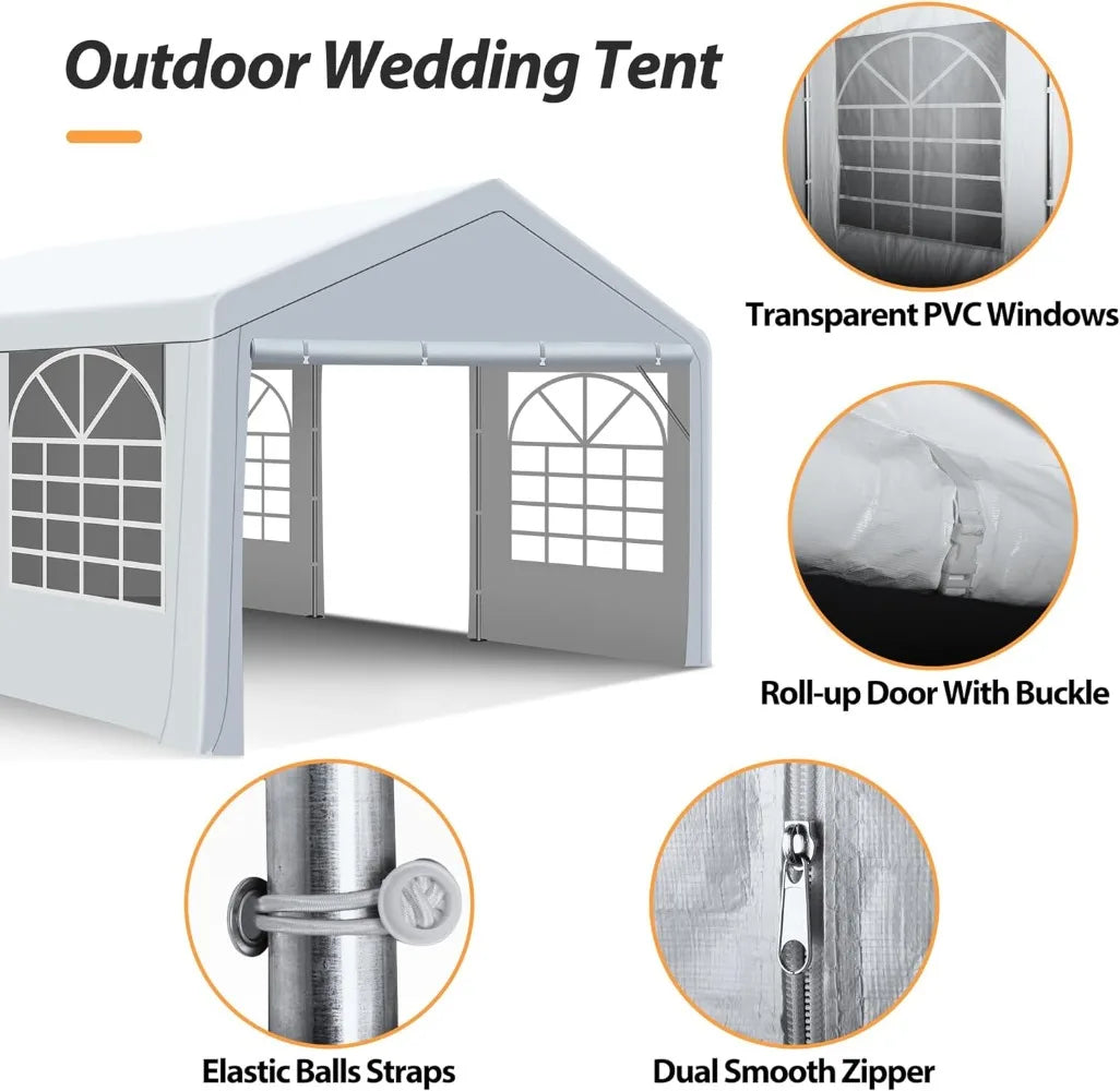 13 x 20Ft Party Tent Heavy Duty Outdoor Wedding Tent with Removable Sidewalls Event Shelters Canopy for Party