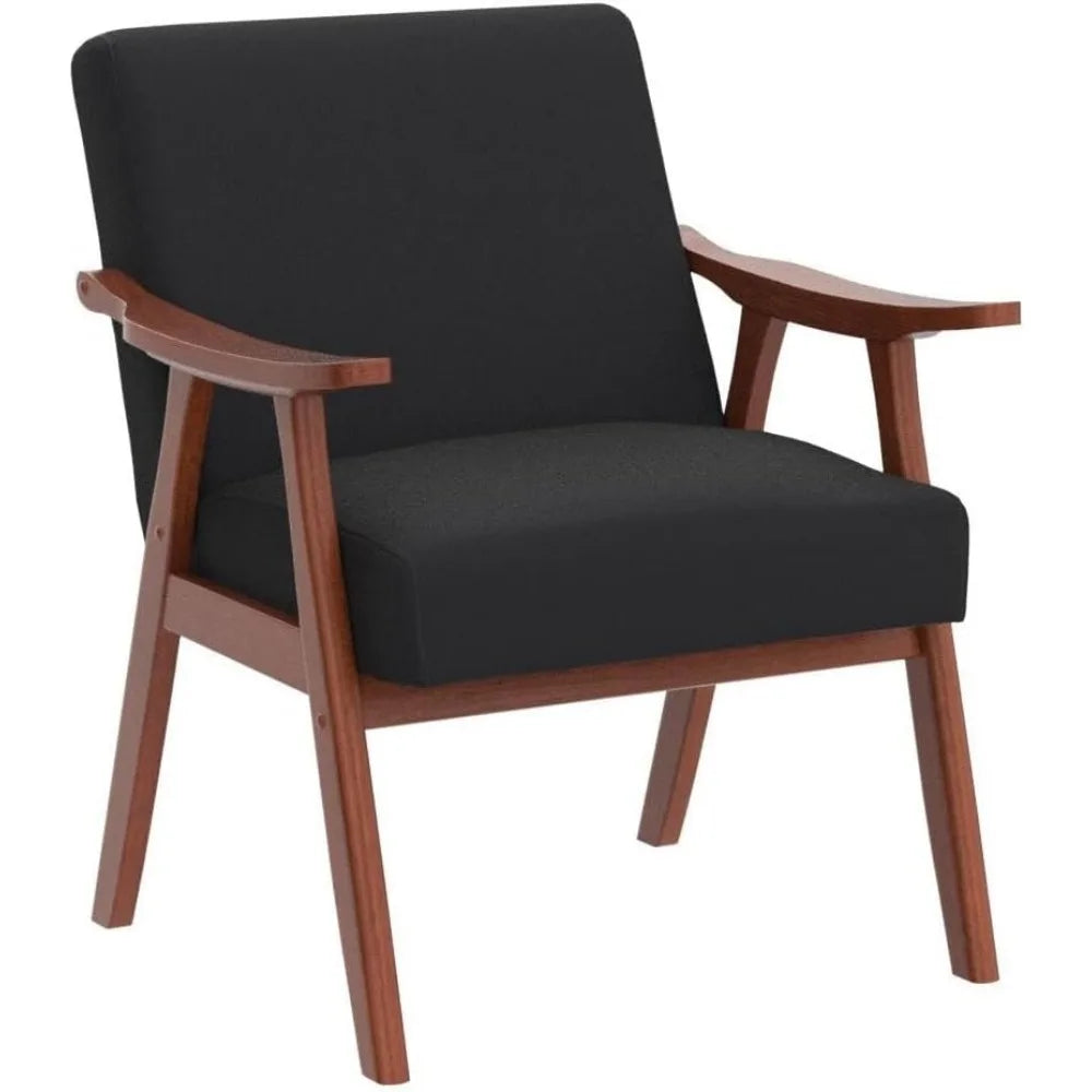 Accent Chair with Microfiber Upholstery and Solid Wood Frame, Classic Mid-Century Modern Living Room Furniture for Extra Seating