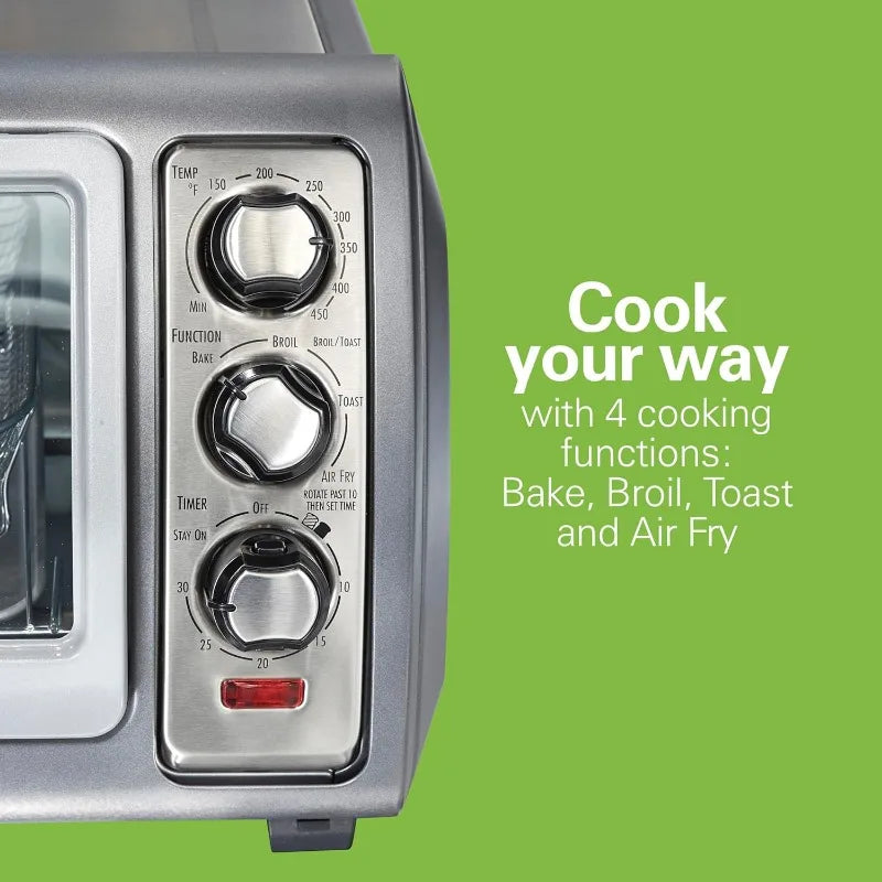 Toaster Oven Air Fryer Combo with Large Capacity, Fits 6 Slices or 12” Pizza, 4 Cooking Functions