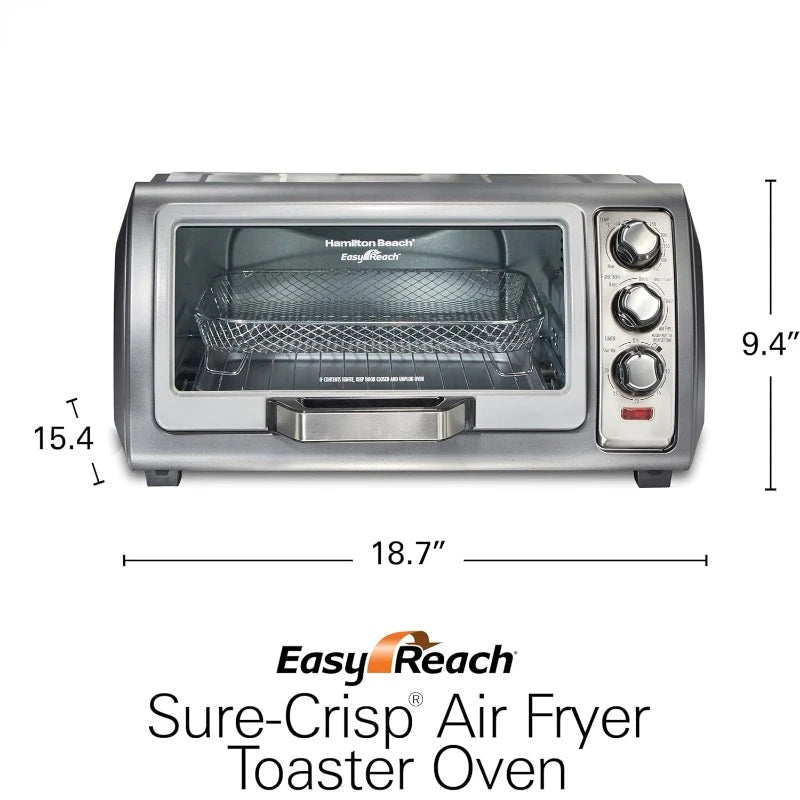 Toaster Oven Air Fryer Combo with Large Capacity, Fits 6 Slices or 12” Pizza, 4 Cooking Functions