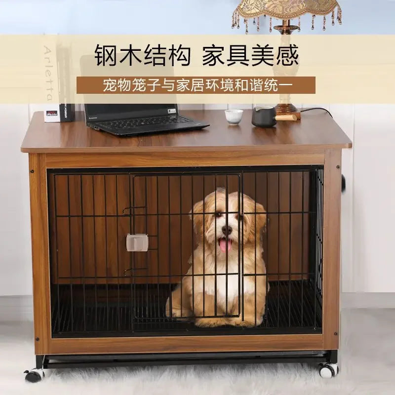 Plus-Sized Space Dog Villa Small and Medium-Sized Cat Dog House Steel Wooden Kennel Bold Iron Cage Fence