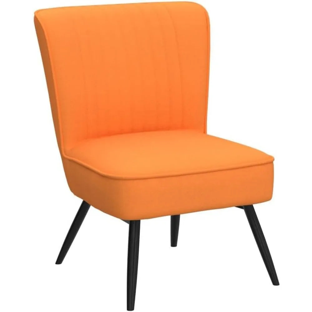 Orange Accent Chair Set of 2 Upholstered Living Room Chairs Modern Bedroom Furniture Sets Armless Slipper Club Chair