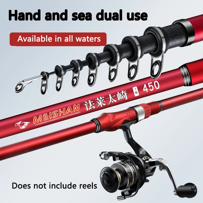 New carbon rock fishing rod 5.3M 6.0M ultra-light ultra-hard portable carp rod telescopic sea Fishing rod surfing rotating rod