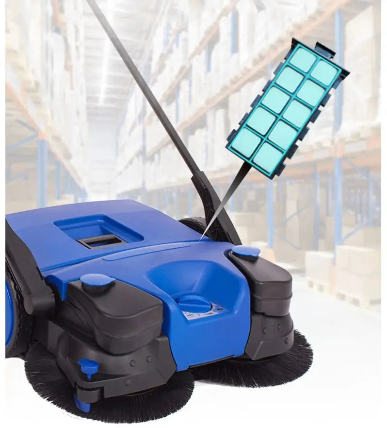 Sweeper-780H Warehouse Hand Push Floor Sweeper with Water Spraying for Road Sidewalk Leaf Sweeper