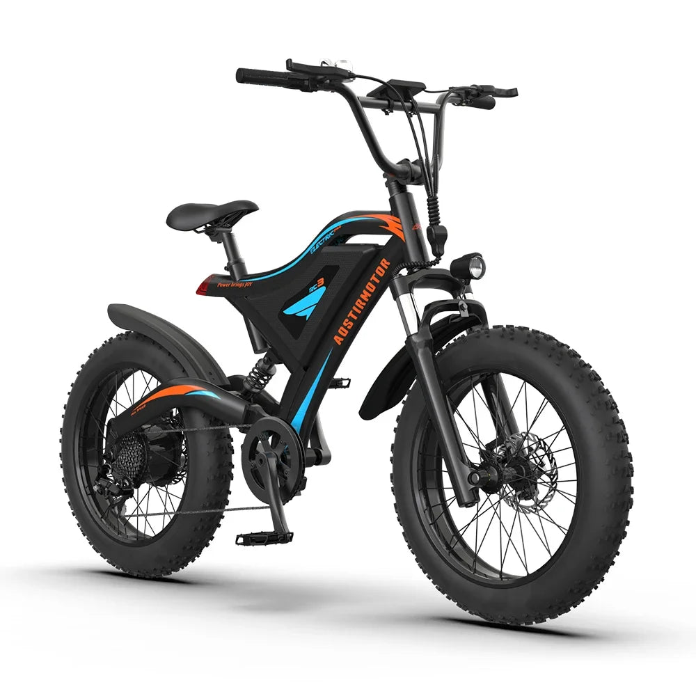 AOSTIRMOTOR NEW S18-MINI Ebike 500W Motor 48V 15Ah Electric Mountain Bike 20Inch 4.0 Fat Tire Bicycle Beach Cycling