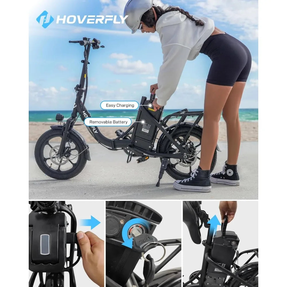 Folding Electric Bike, 25 Miles (Pedal-Assist) by 280.8Wh Battery, Max Speed 15.5Mph Power by Peak 500W