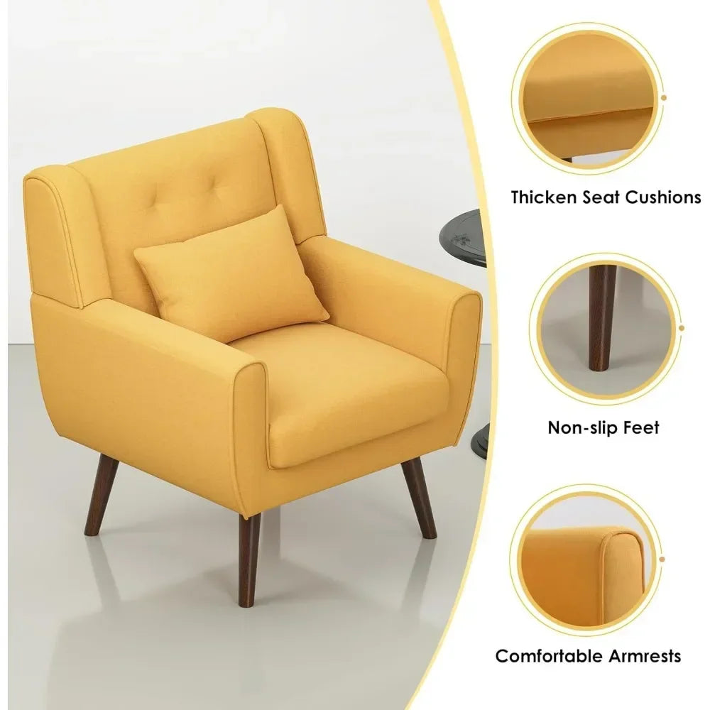 Relaxing Chair Mid Century Modern Armchair Single Sofa Chair Living Room Chairs Upholstered Comfy Accent Chairs Home Furniture