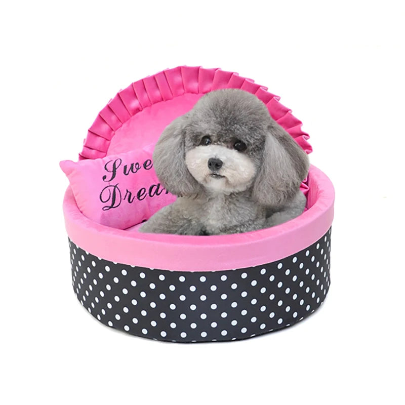 Cute Cat Bed Autumn Winter Warm Pet Dog Sleeping Bed With Pillow Round Dogs Puppy Kitten Nest Cushion Fashion Pets Accessories