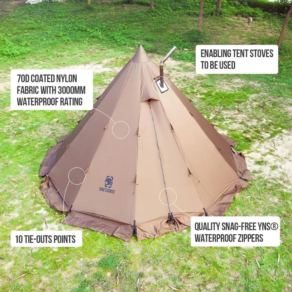 Hot Tent with Stove Jack 4-6 Person Tent, Family Tent for Camping Backpacking Hunting Fishing Waterproof Wind-Proof Freight free