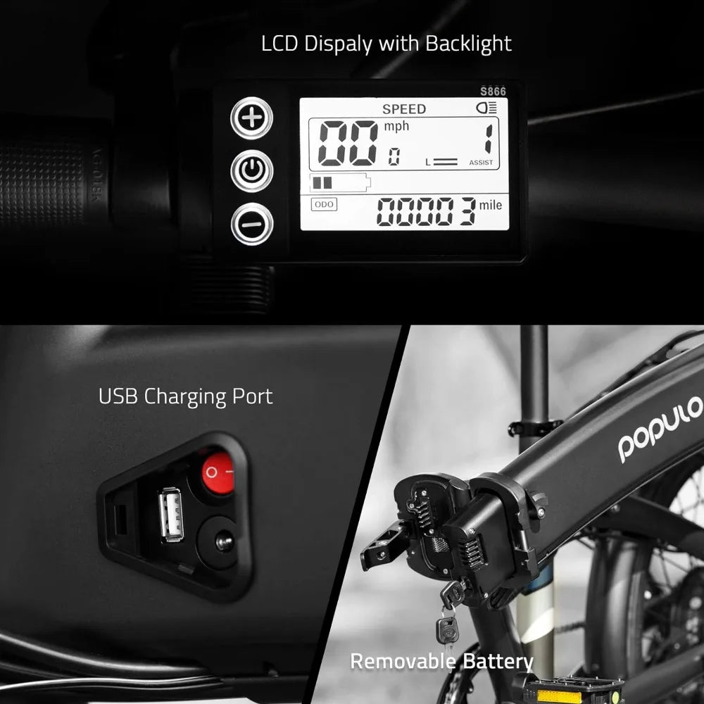 Folding Electric Bike for Adults, 250W 36V Electric Bicycle with Removable Battery, Lightweight Aluminum Ebike