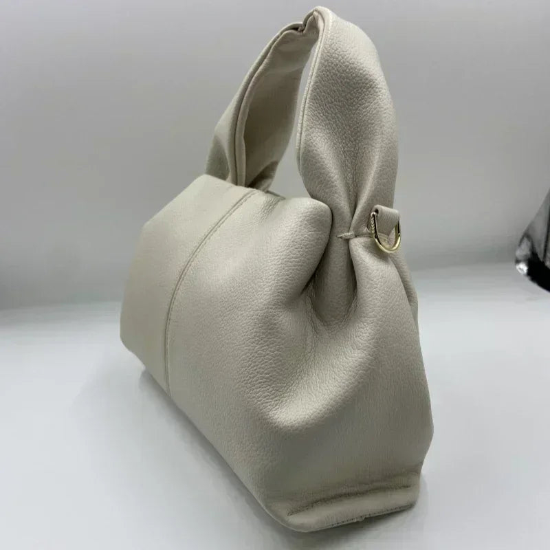 New French Luxury Brand Genuine Leather Cloud Bags for Women with Logo  Ladies Cowhide Simple Dumpling Shape Shoulder Handbag