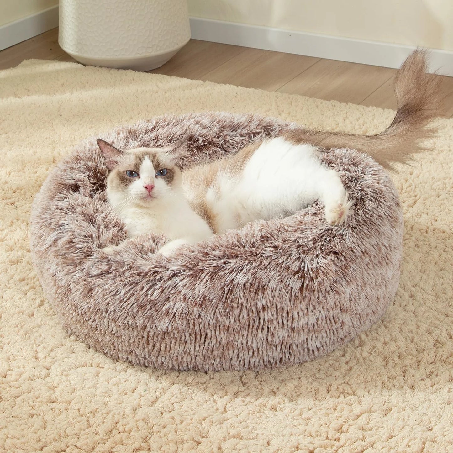 Round Cat Beds House Soft Long Plush Best Pet Dog Bed For Dogs Basket Pet Products Cushion Cat Bed Cat Mat Animals Sleeping Sofa