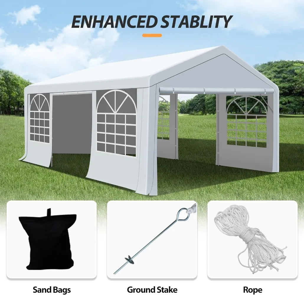 13 x 20Ft Party Tent Heavy Duty Outdoor Wedding Tent with Removable Sidewalls Event Shelters Canopy for Party