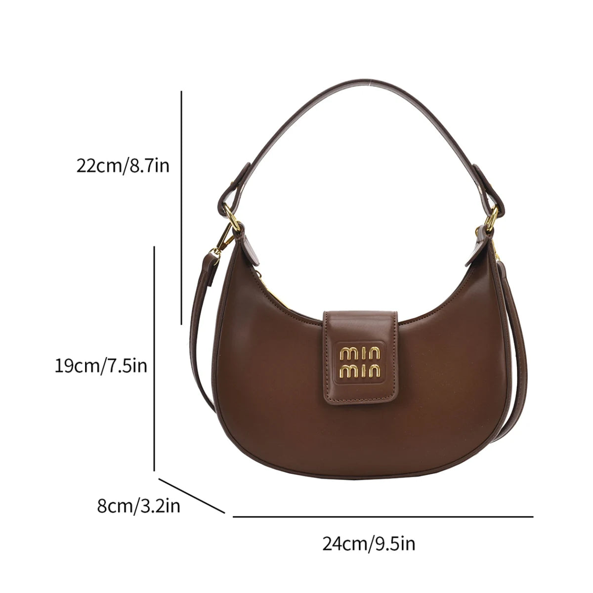 Trend Fashion Versatile Women's PU Leather Single Shoulder Crossbody Bags Simple Casual Retro Commuting Hand Bowling BagS