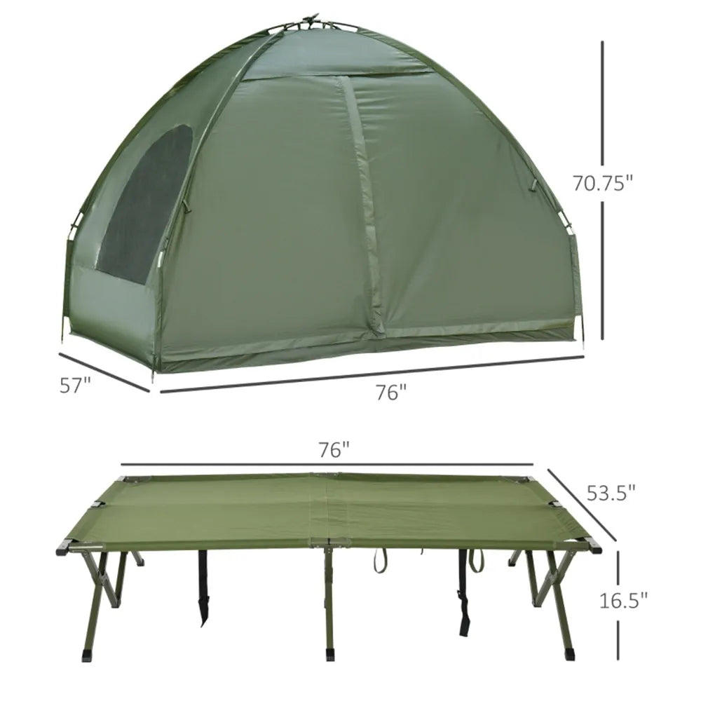 Foldable Camping Cot with Tent, Bedspread and Thick Air Mattress, Camping Bed Tent for Outdoor Hiking, Picnic, Tents