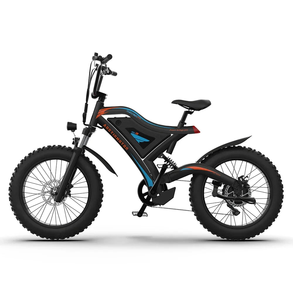 AOSTIRMOTOR NEW S18-MINI Ebike 500W Motor 48V 15Ah Electric Mountain Bike 20Inch 4.0 Fat Tire Bicycle Beach Cycling