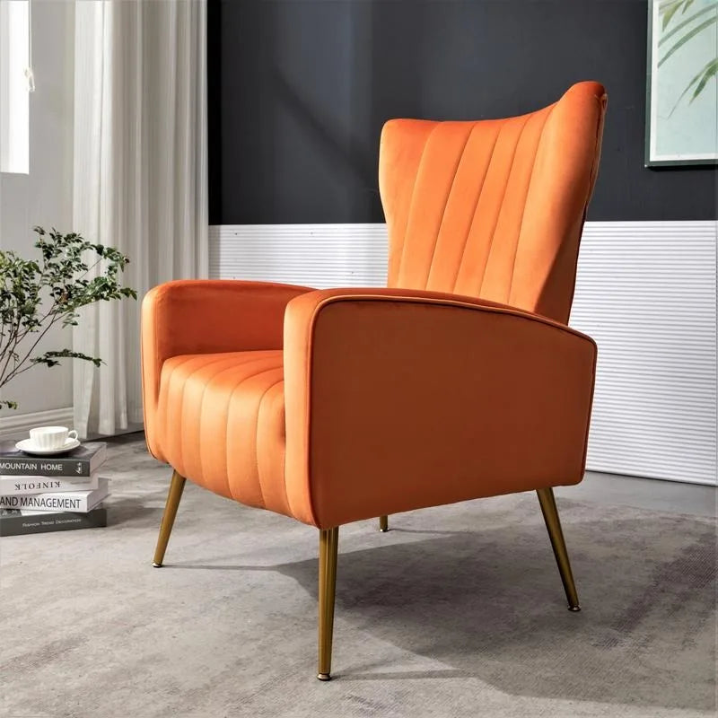 US Pride Furniture Modern Velvet Accent Chair for Living Room, Bedroom or Office with Stylish Metal Legs, Plush Upholsteall