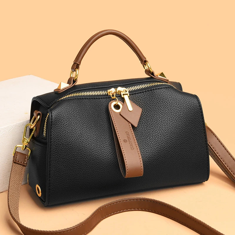 High Quality Solid Color Leather Shoulder Crossbody Bag For Women 2023 Luxury Women's Handbag Designer Female Messenger Tote Sac