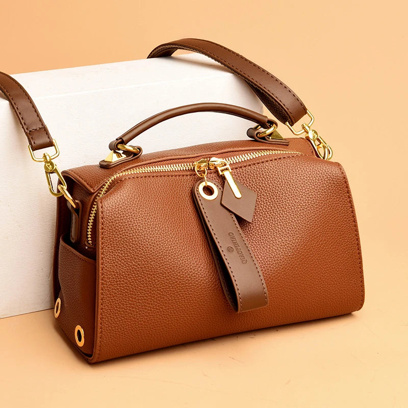 High Quality Solid Color Leather Shoulder Crossbody Bag For Women 2023 Luxury Women's Handbag Designer Female Messenger Tote Sac