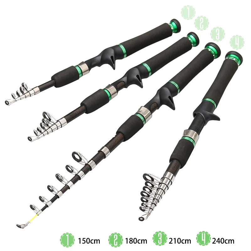 JOSBY 1.5M 1.8M 2.1M 2.4M Travel Mini Lure Telescopic Sea Rod Feeder Casting Spinning FRP Fiber Ultralight Portable Pole New